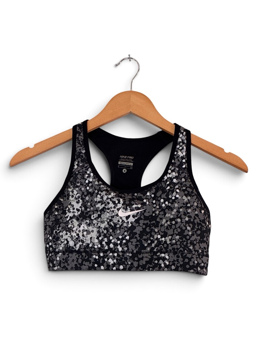 Nike Pro | Patterned black white athletic unpadded gym sports bra size small